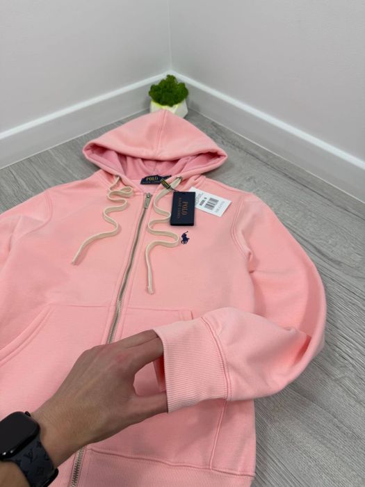 Polo Ralph Lauren худі на блискавці рожеве з капюшоном | Олімпійка Поло рожева | Зіпка Поло Ральф рожева чоловіча/жіноча