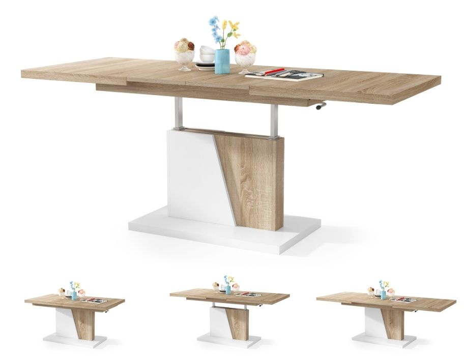 GRAND NOIR Dąb Sonoma\Biały - ŁAWA rozkładana ŁAWOSTÓŁ STÓŁ Mazzoni