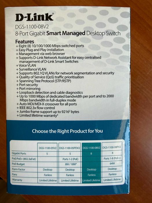 D-Link Switch 8 portas Gigabit DGS-1100-08V2