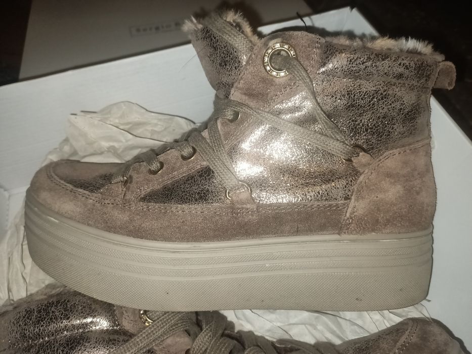 Czekoladowe botki ocieplane Sergio bardi