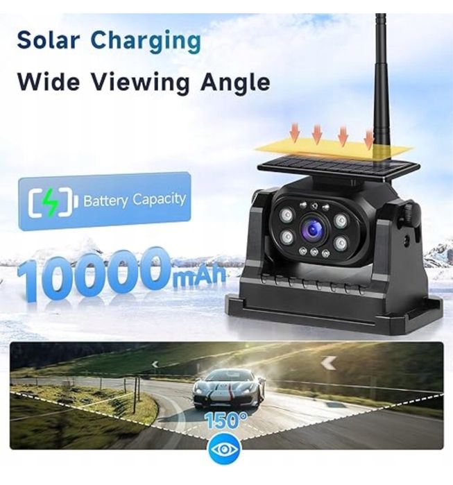 Bezprzewodowa kamera cofania solarna WiFI 1080P magnetyczny uchwyt