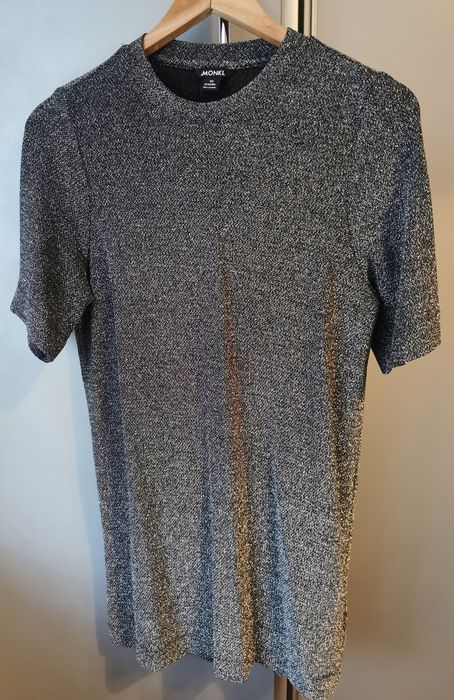 Srebrna sukienka / tunika oversize, rozmiar XS