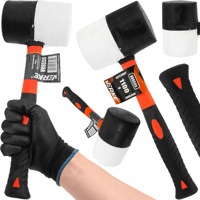 Młotek Gumowy Brukarski Blacharski Do Kostki Brukowej 1100g Fiberglass