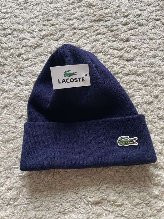 Lacoste czapka, granatowa, rozmiar uniwersalny, unisex, ciepła