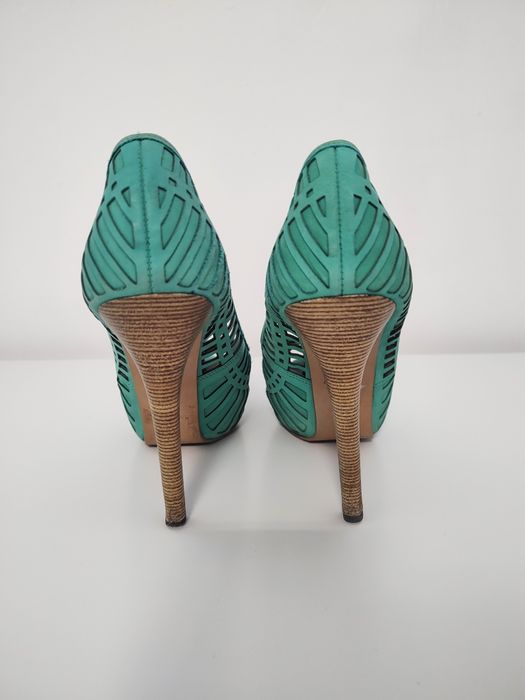 KAZAR turkusowe Szpilki Ażurowe LATO r. 36