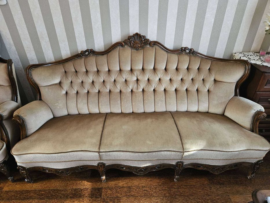 Sofa 3 osobowa + 2 fotele Ludwik XIX