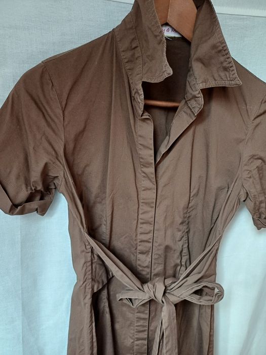 Koszula sukienka szmizjerka czekoladowa brąz długa wiązana