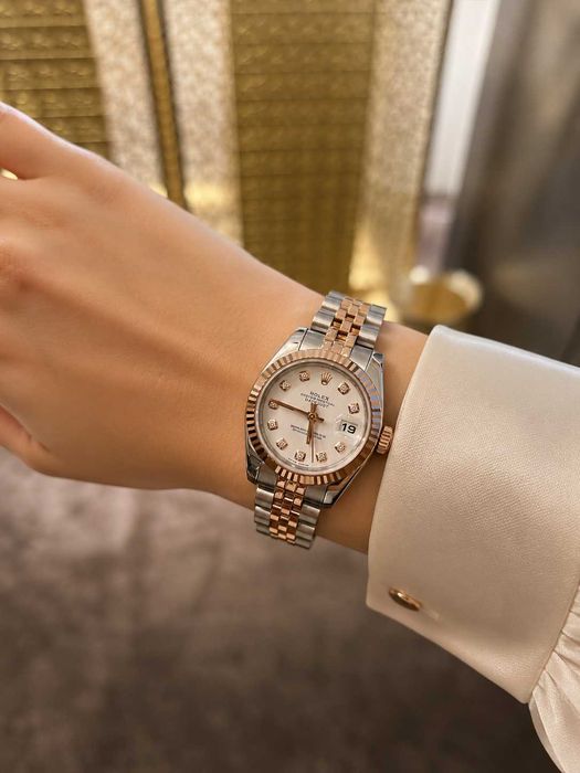 Zegarek Rolex Lady Datejust 26mm biała tarcza z diamentami, stal i Everose