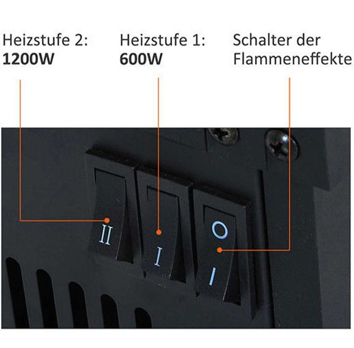 Elegancki kominek elektryczny 600/1200W realistyczny płomień LED