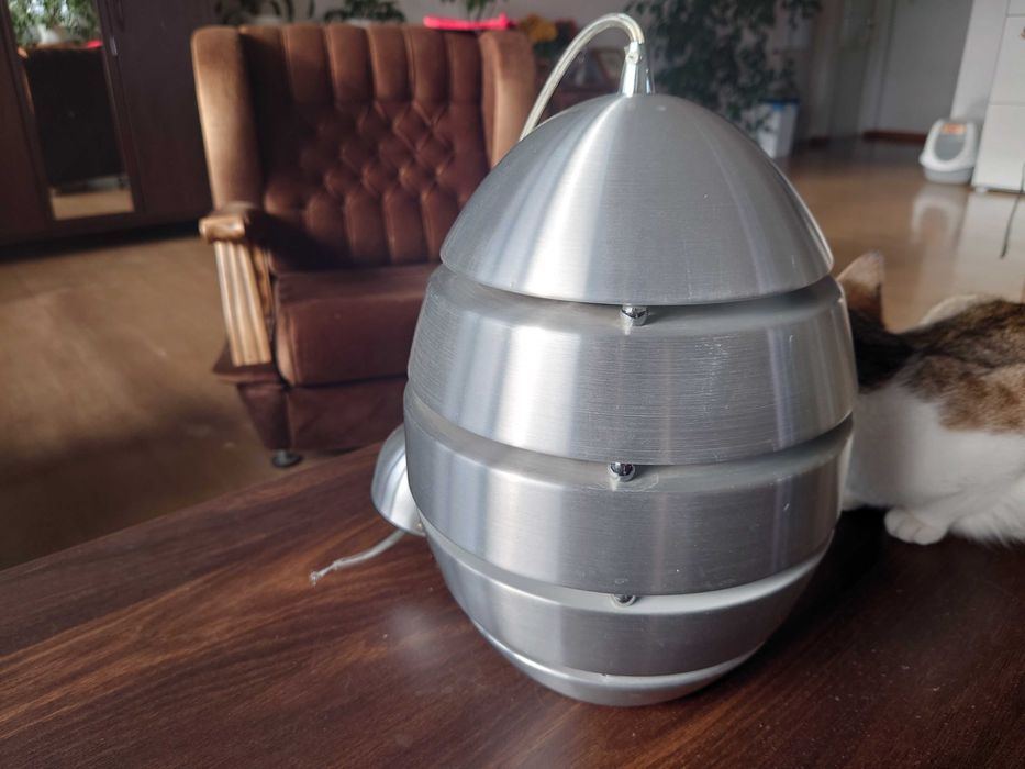 Lampa aluminiowa wisząca, kula, 24cm x 31cm, kabel 40cm