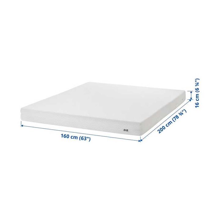 Colchão IKEA ÅBYGDA de espuma, firme/branco, 160x200 cm (bom estado)