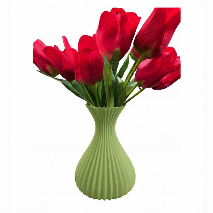 Wazon Duży Kielich Beżowy 23cm na Kwiaty LEGO ICONS Bukiet Zielony