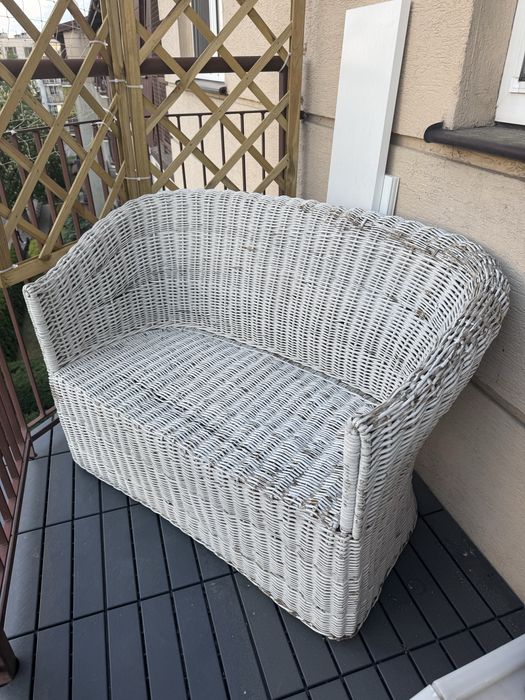 Komplet na taras/ balkon, wiklinowy zestaw kanapa i fotel