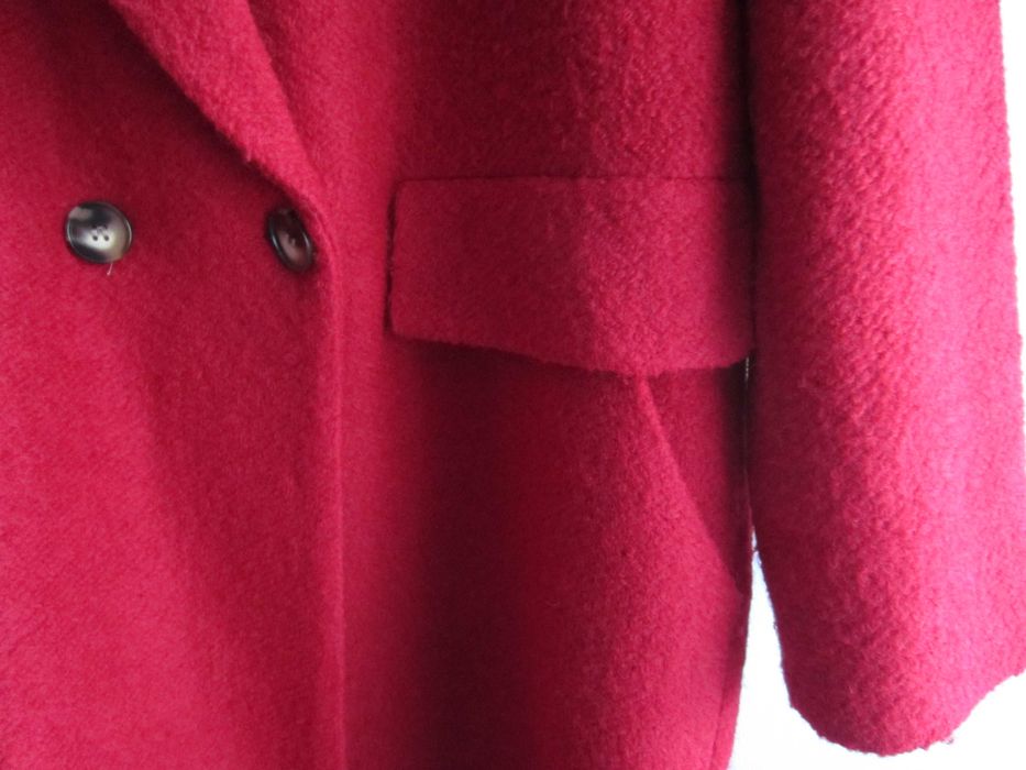 Czerwony płaszcz z wełną,rozm S (M, L) oversize zimowa kurtka Reserved