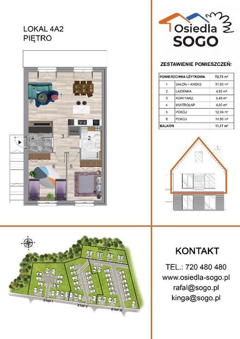 73 m² + STRYCH 73 m² +BALKON 11 m² + m. parkingowe - PRZY LESIE