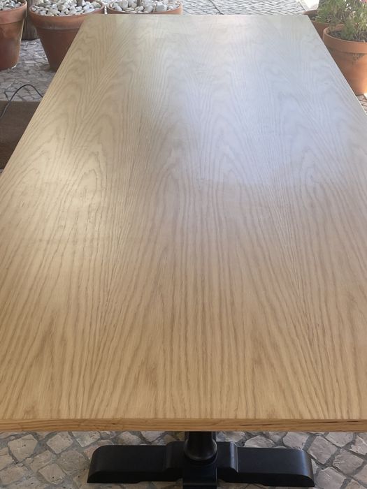 Mesa enorme carvalho pés lacados preto
