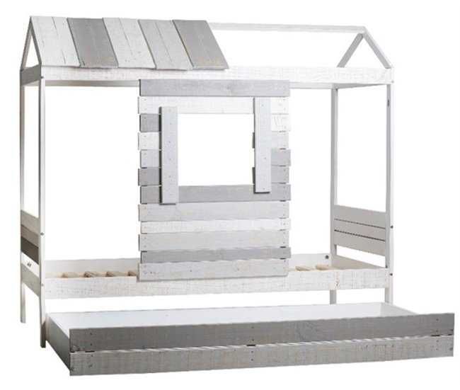 Cama Cabana Dupla 90x190cm branco e cinza + 1 colchão