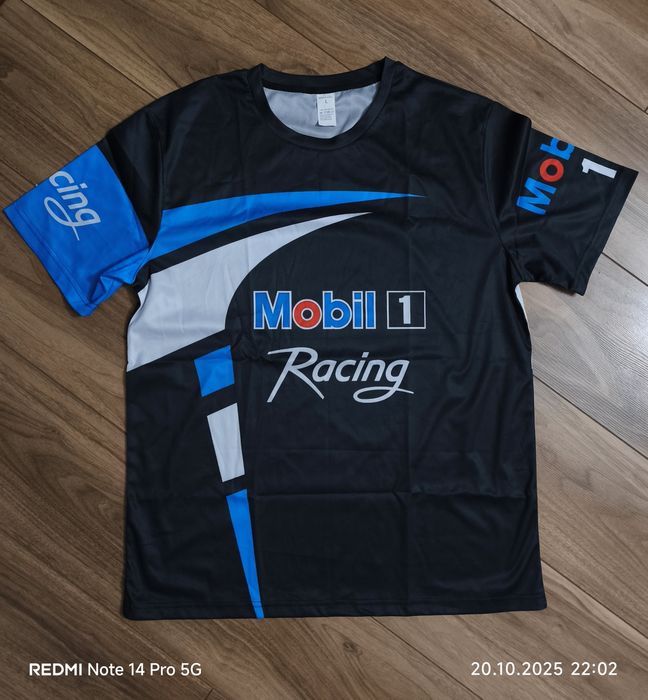 T-shirt T-shirt męski Mobil 1 Racing materiał oddychający rozm L