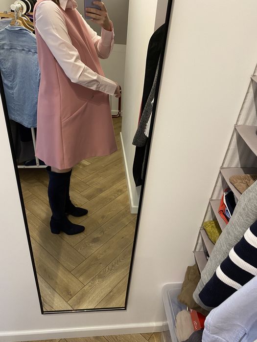 Elegancka sukienka SIMPLE r.42 różowa pudrowy róż
