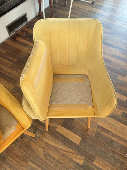 Fotele krzesla tapicerowane żółte musztardowe 6szt