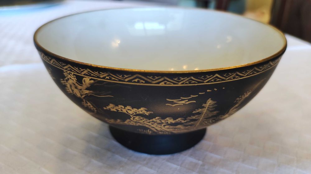 Serviço chá Japonês completo HandPainted Gold over Matte Black