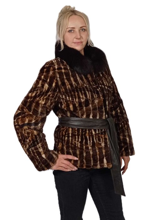 Kurtka z futra strzyżonego norek z pięknym kołnierzem z lisa – Vital