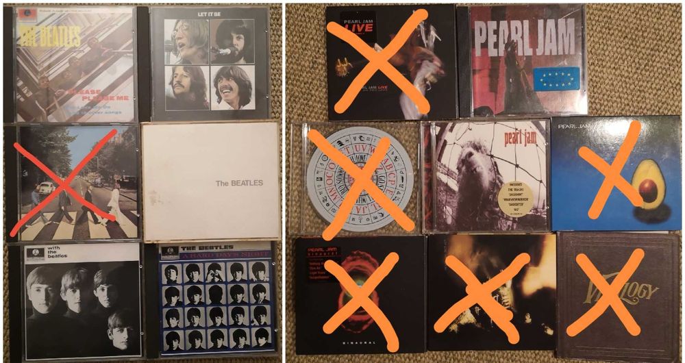 CD's usados (Beatles, pearl jam, rolling stones etc)
