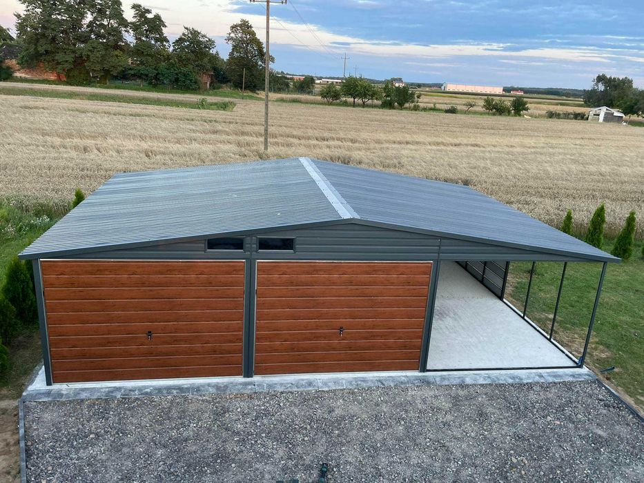 Garaż blaszany wiata Wzmocniony PROFILAMI. Producent SZYBKA REALIZACJA