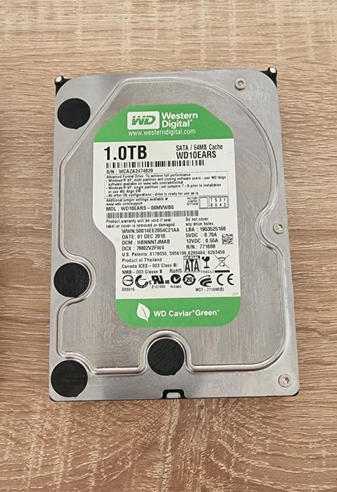 Жорсткі диски Western Digital 1TB Green/black