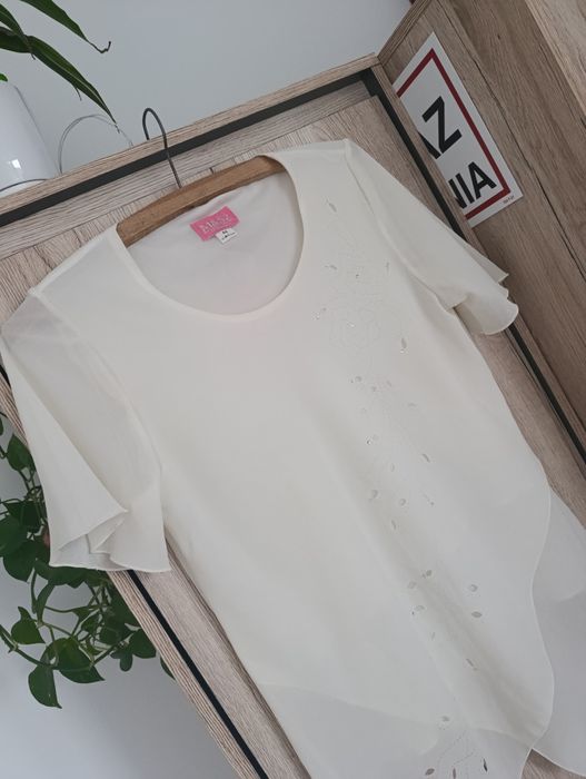 Koszula kremowa, koszulka, przewiewna, luźna, 44, XXL, M&Sz