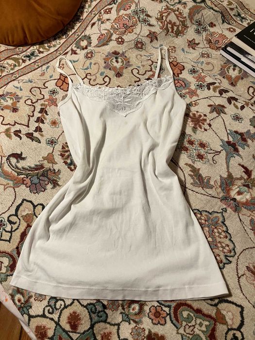Podkoszulka bluzka na ramiączkach biała koronka ONLY bawełna