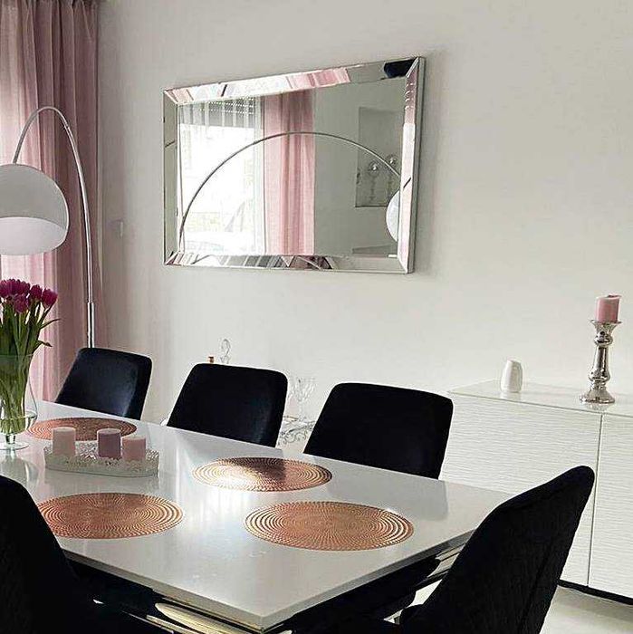 Srebrne lustro glamour prostokątne M-0517