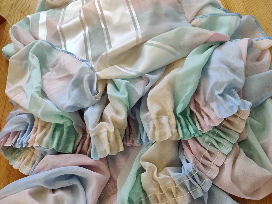 7 m/2x FIRANY 3,5x2,46/róż niebieski morski/zasłon/kotary/salon/sypial