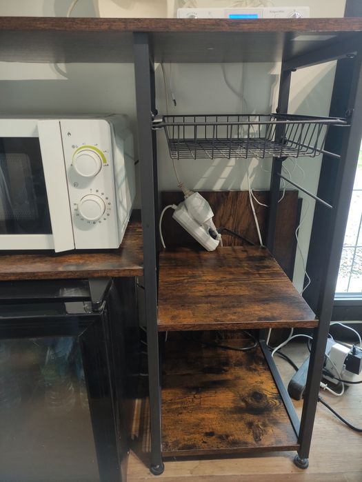 Regał, barek kuchenny loft czarny, drewno postarzane