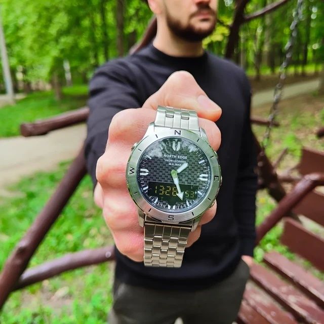 ОРИГІНАЛ) North Edge Snow Leopard 5 BAR, Тактичний годинник з компасом, водонепроникний годинник