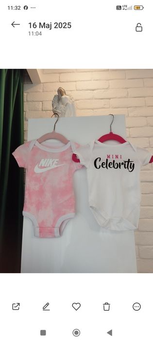 Nowe body Nike pudrowe r 68/74 plus drugie nowe