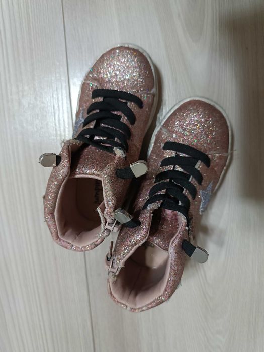 Buty botki dla dziewczynki brokatowe używane, rozmiar 24
