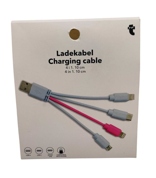 Zestaw Kabli Kabel USB / USB-C / microUSB / x2 LIGHTNING 4w1 10cm