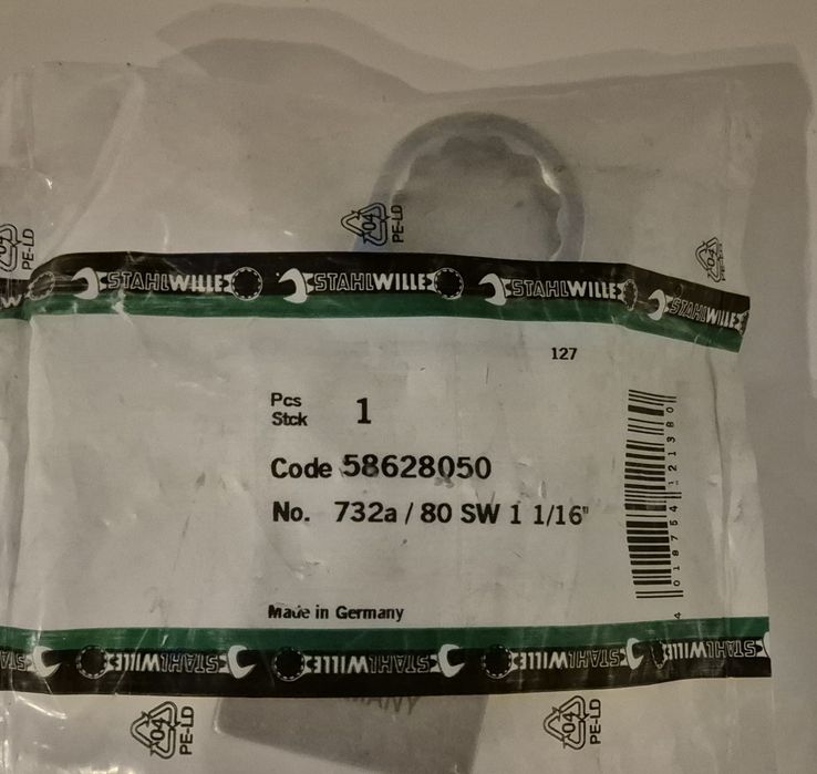 732a/80- sw klucz Narzędzia pierścieniowe 1 1/16" rozmiar calowy code