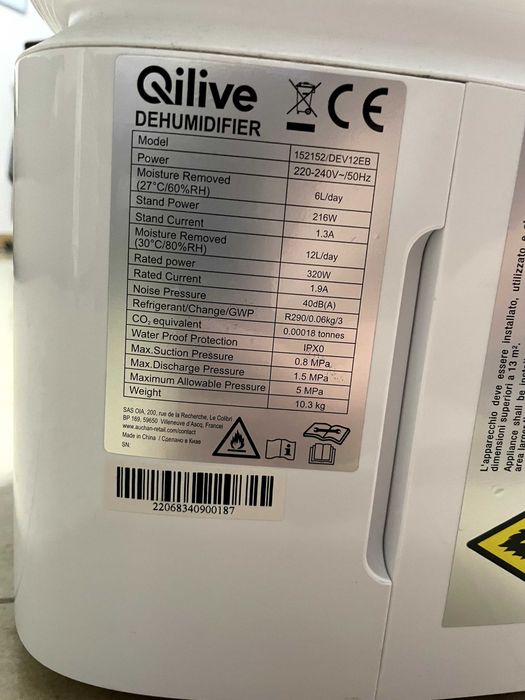 Desumidificador Qilive 12L/dia | 320W | Setúbal
