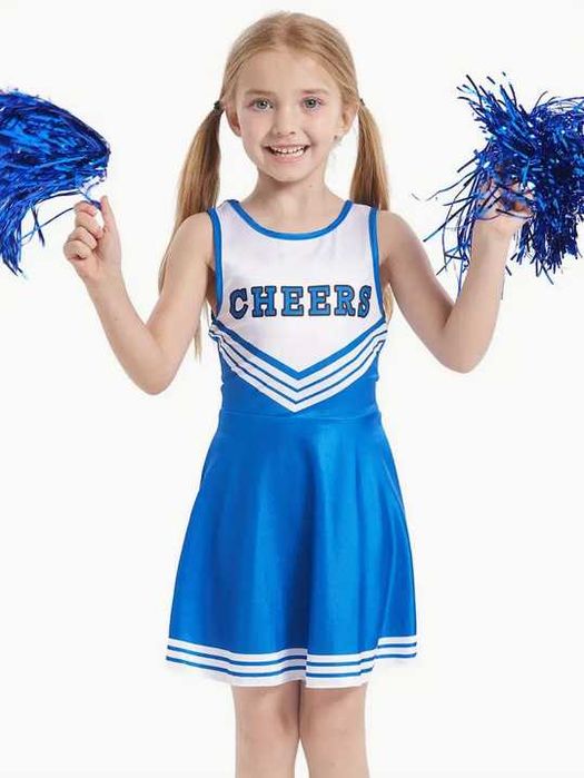 140 Strój cheerleaderki CHEERLEADERKA Cheers kostium sukienka pompony