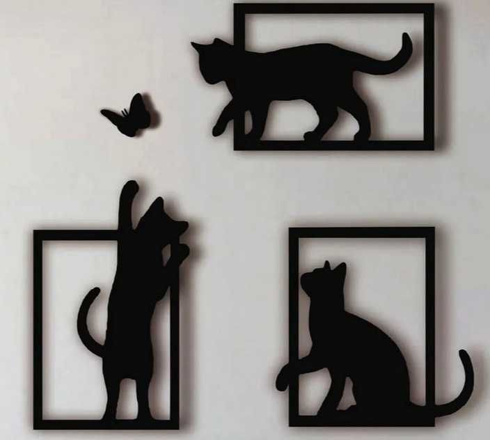Kit Decoração de Parede Gatos