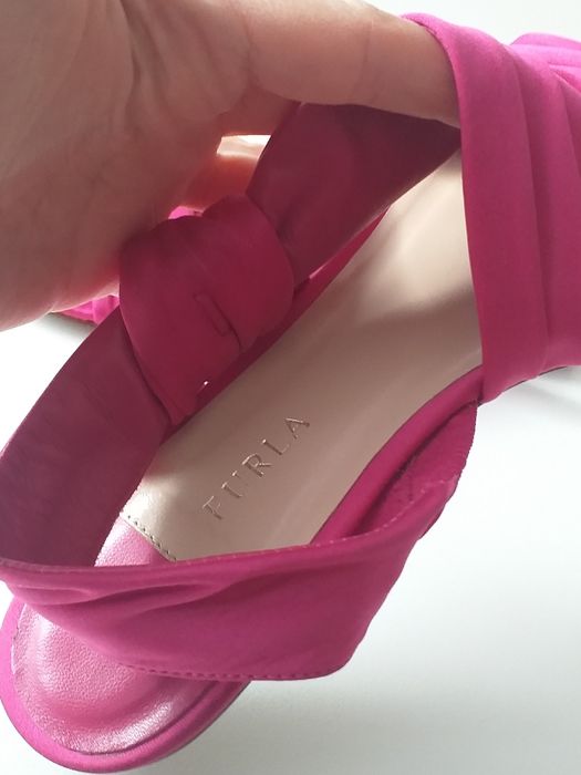Sandały Furla r38 różowe fuksja materiał skóra