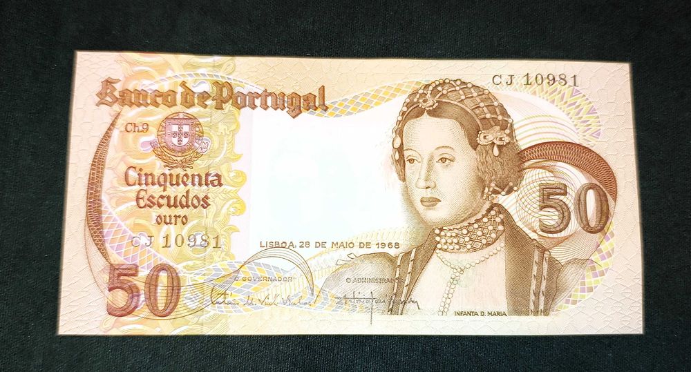Lote de 9 Notas de 50 Escudos 1968 (Infanta D. Maria) – Estado Soberbo