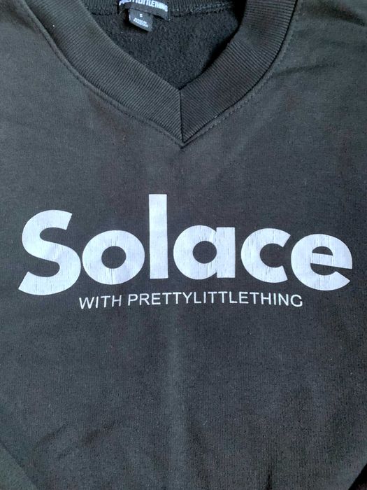 PrettyLittleThing Solace czarna bluza oversize z nadrukiem S 36 st BDB