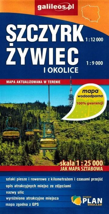 Szczyrk, Żywiec i okolice, mapa wodoodporna 1:9 000. Nowy Produkt