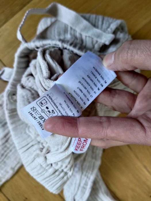 Muslinowe beżowe spodnie Newbie r. 92 nowe bez metki