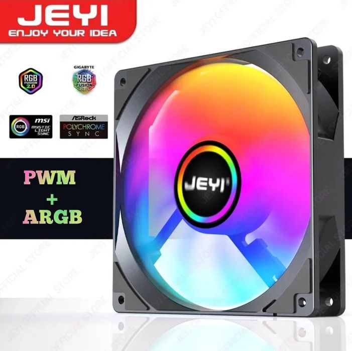 Wentylator JEYI 120mm aRGB / PWM Aura Sync RGB - biały