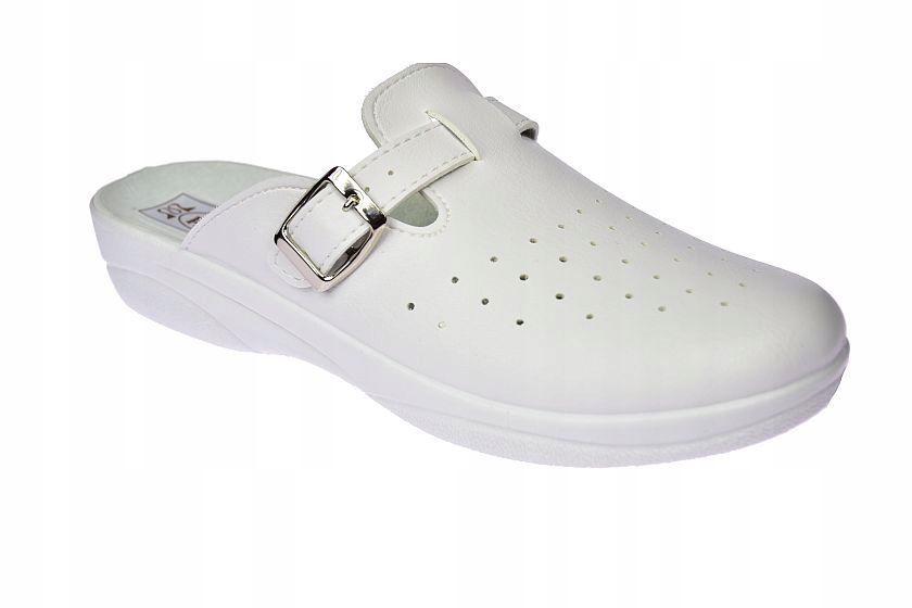 Klapki Medyczne Damskie Biale Skora Wkladka Polskie Pami Top-1S 37