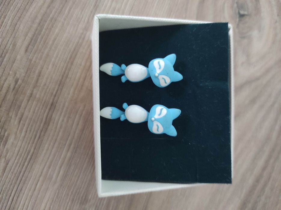 Kolczyki niebieskie kotki liski